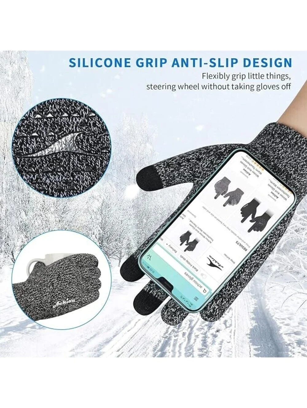 Winter Gloves for Men Women, Touch Screen Texting Warm Gloves Thermal Medium